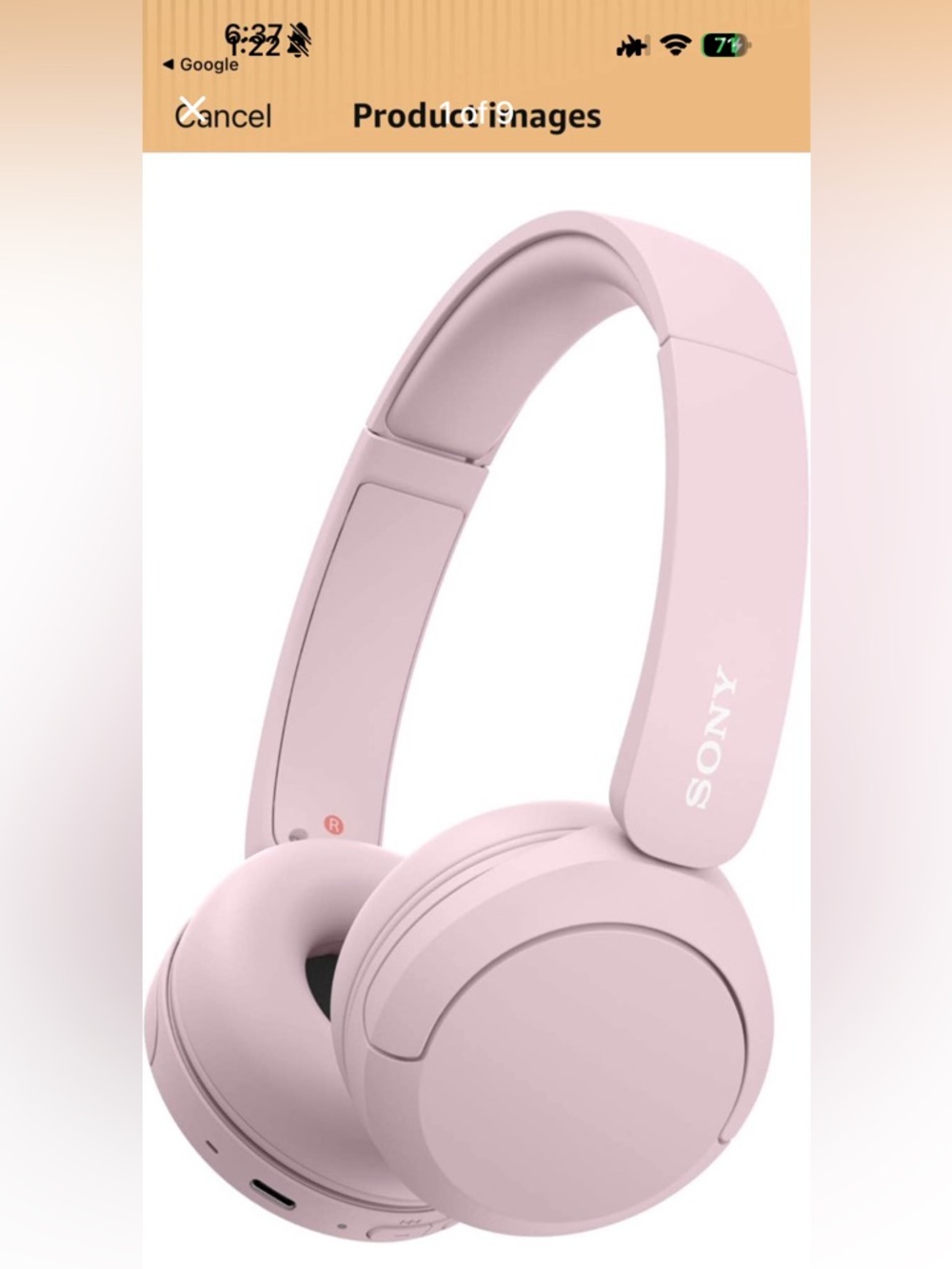 Sony Pink Over-Ear Bluetooth Headphones
